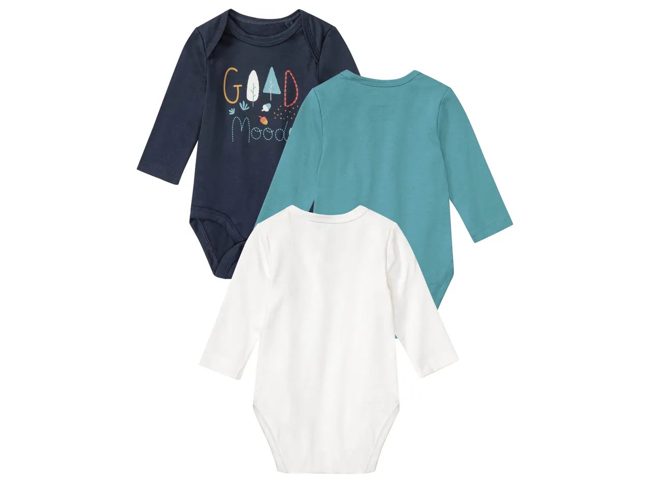 Body a manica lunga per neonati, 3 pezzi