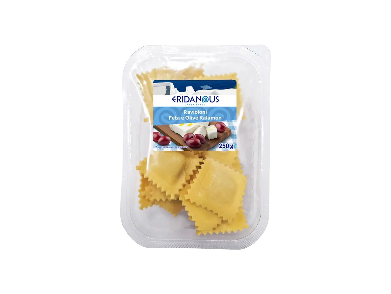 Ravioloni con feta e olive Kalamon