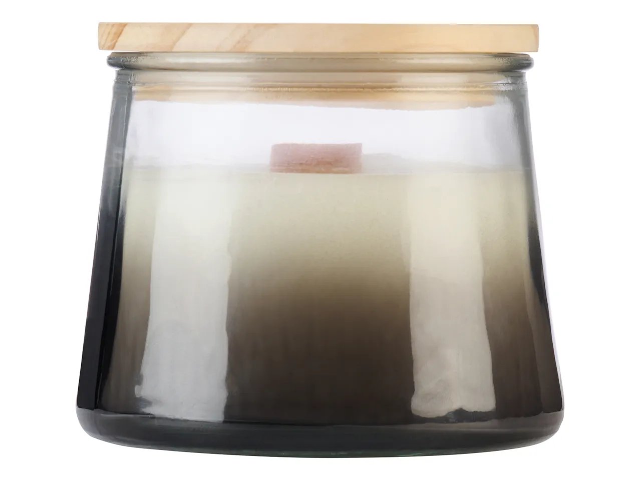 Candela profumata in vetro con stoppino in legno