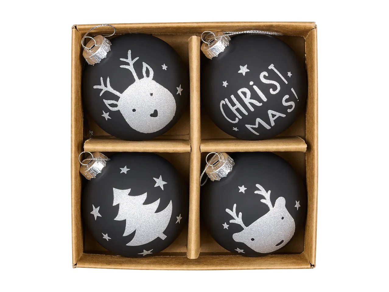 Palline natalizie in vetro, 4 pezzi