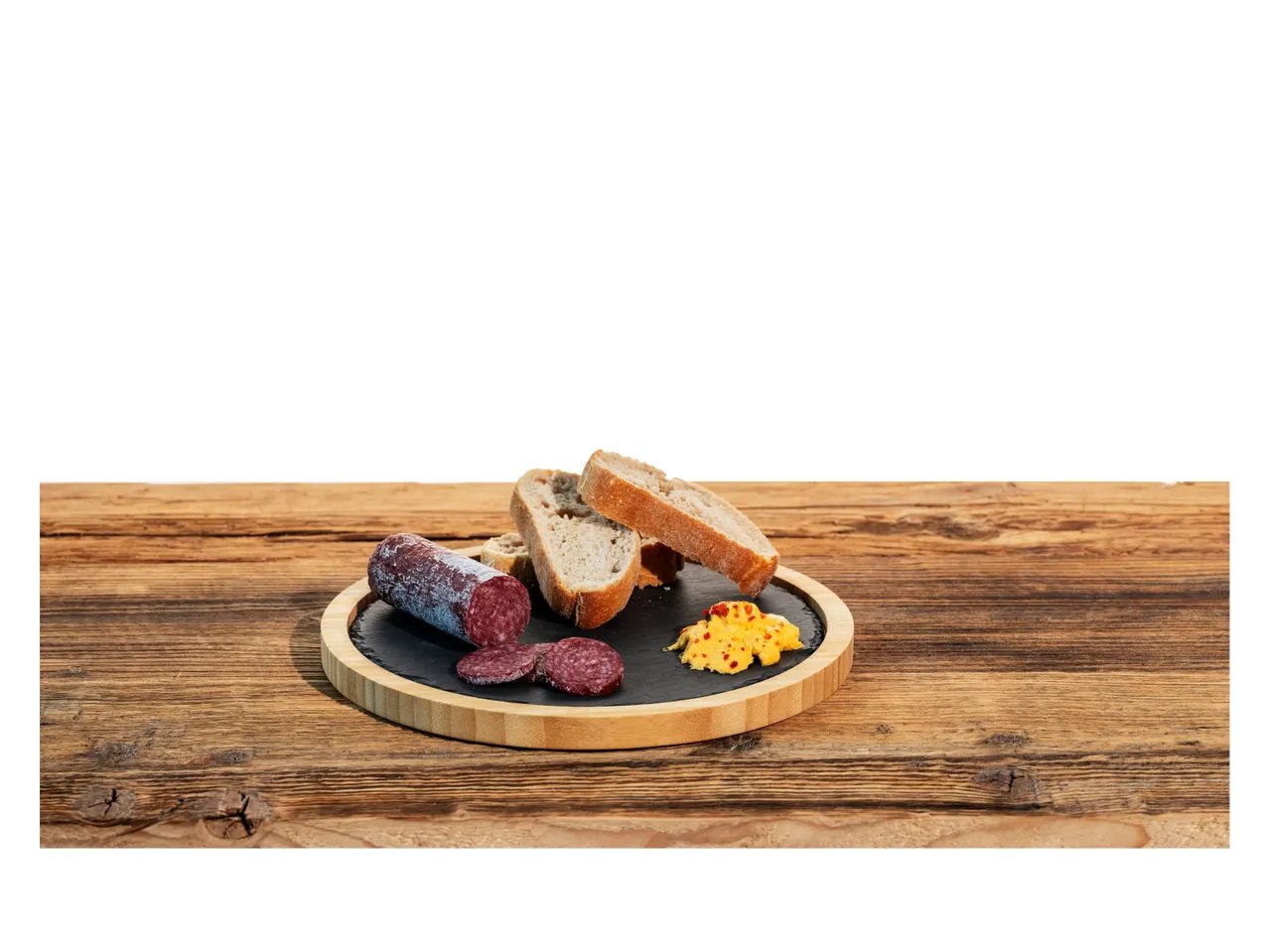 Tagliere o vassoio in bambù con inserti in ardesia