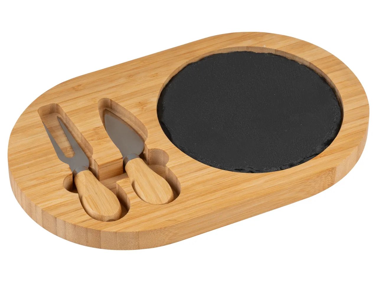 Tagliere o vassoio in bambù con inserti in ardesia