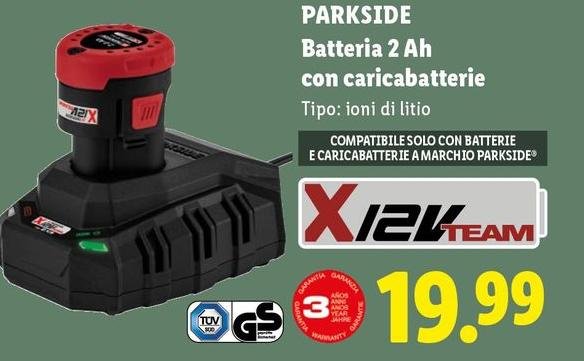 Parkside - Batteria 2 Ah Con Caricabatterie