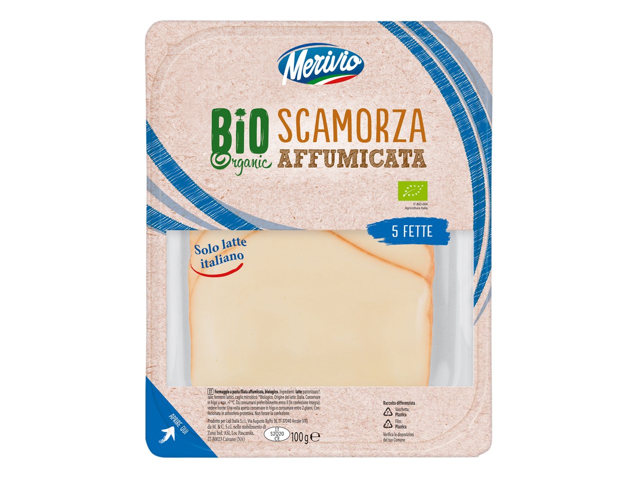MERIVIO Scamorza affumicata Bio a fette