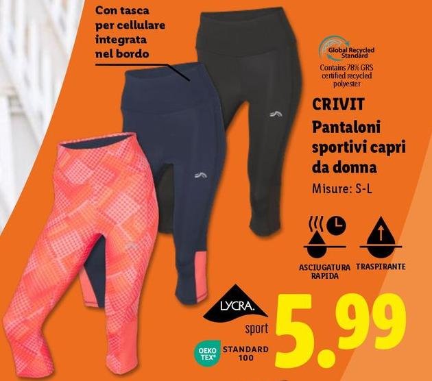 Crivit - Pantaloni Sportivi Capri Da Donna