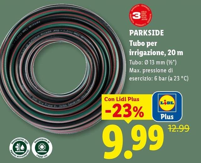 Parkside - Tubo Per Irrigazione, 20 M