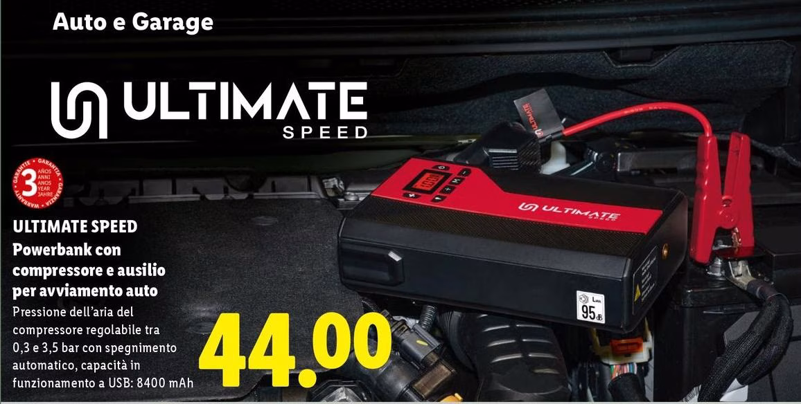 Ultimate Speed - Powerbank Con Compressore E Ausilio Per Avviamento Auto
