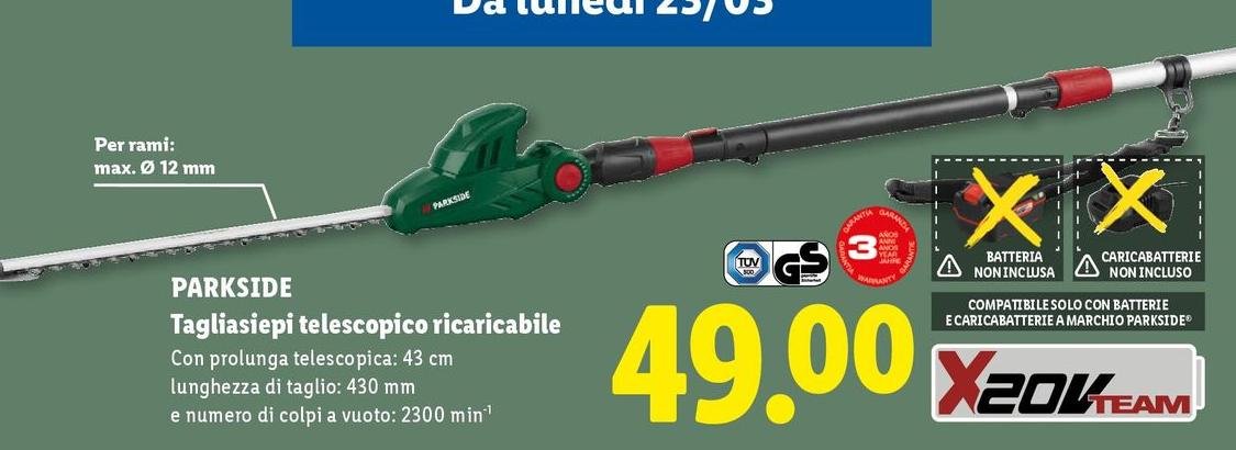 Parkside - Tagliasiepi Telescopico Ricaricabile