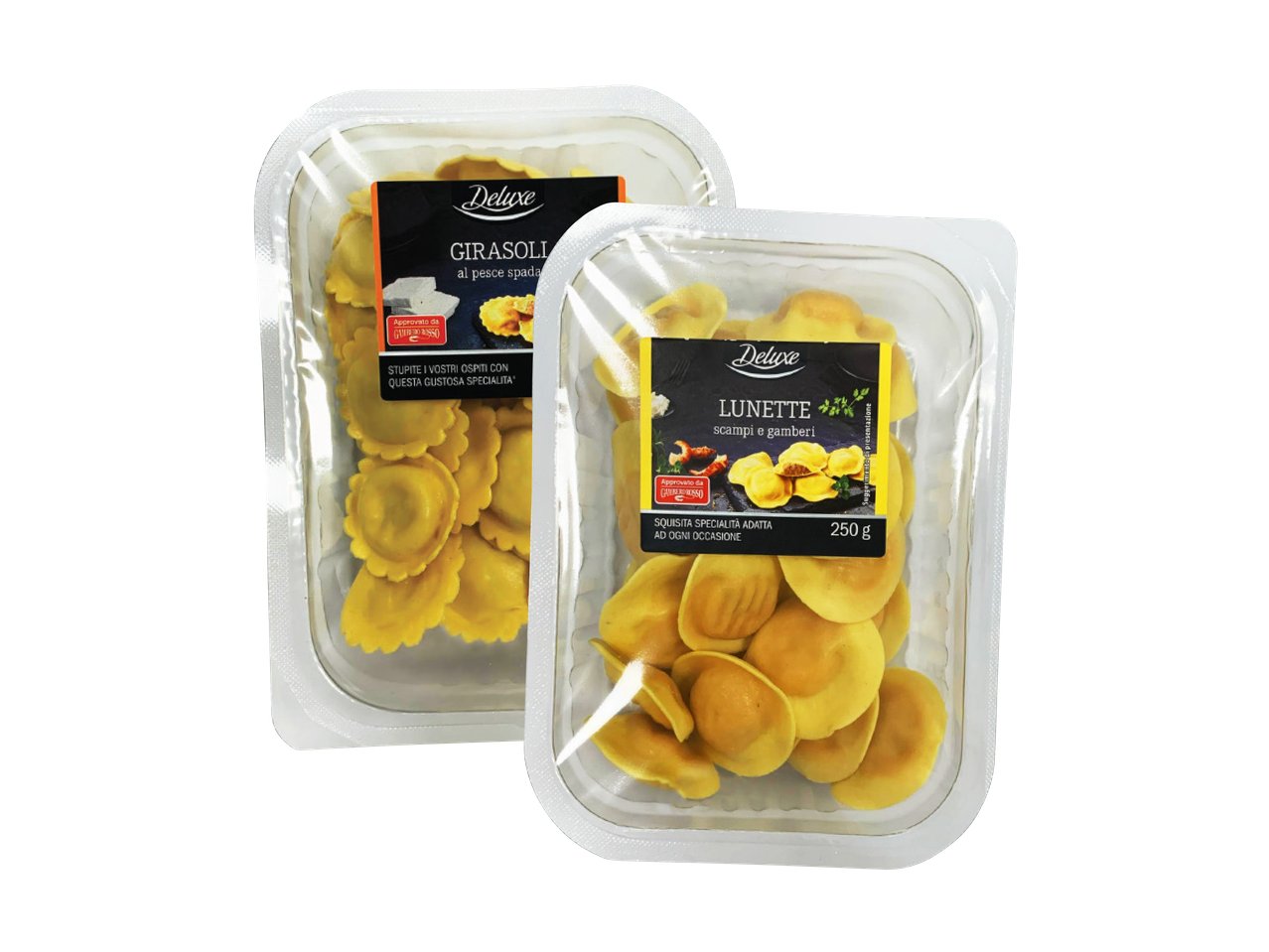 Lunette scampi e gamberi o Girasoli al pesce spada