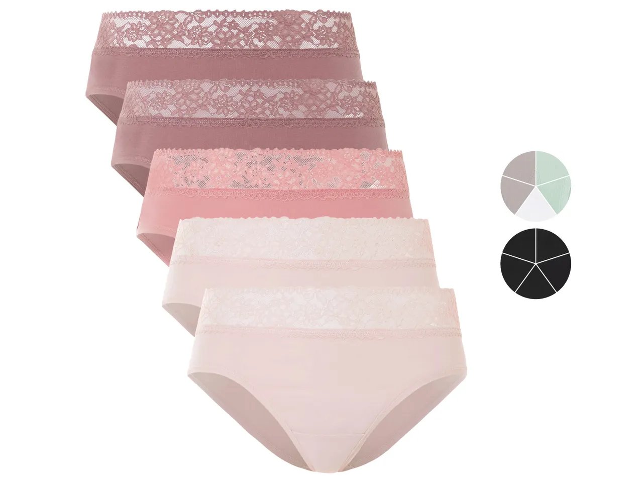 Culottes da donna con pizzo, 5 pezzi