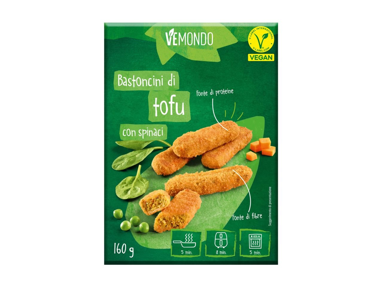 Bastoncini di tofu con spinaci