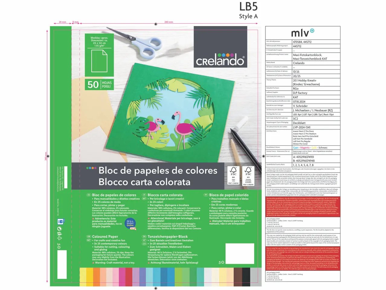 Blocco carta o cartoncini colorati, 50 o 25 pezzi