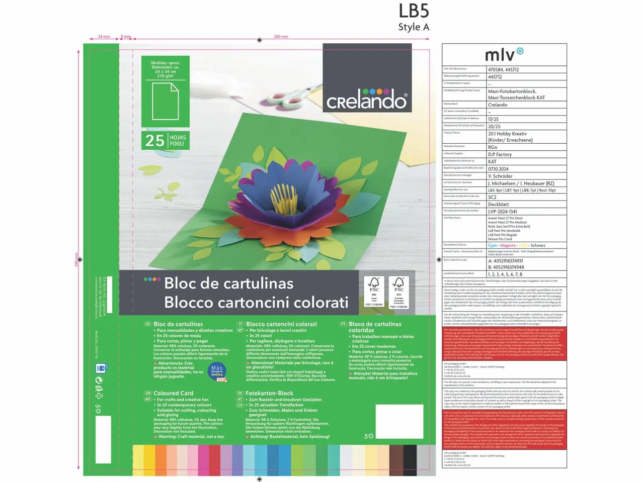 Blocco carta o cartoncini colorati, 50 o 25 pezzi