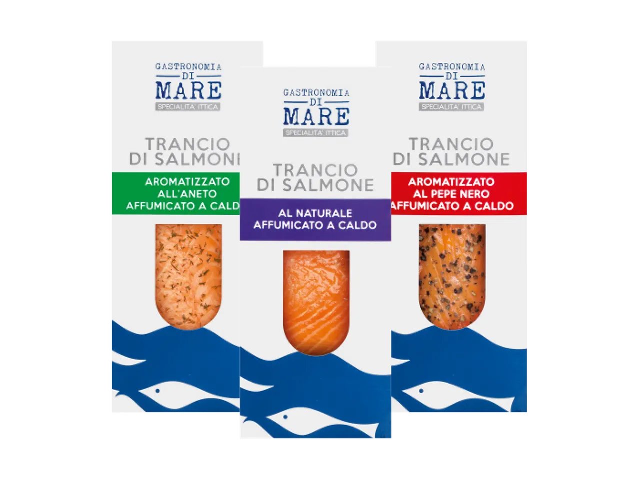 Tranci di salmone fresco affumicato