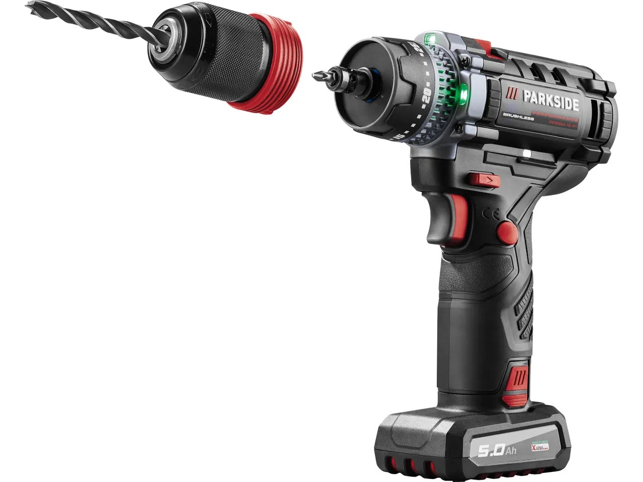 Set trapano avvitatore ricaricabile, 80 Nm