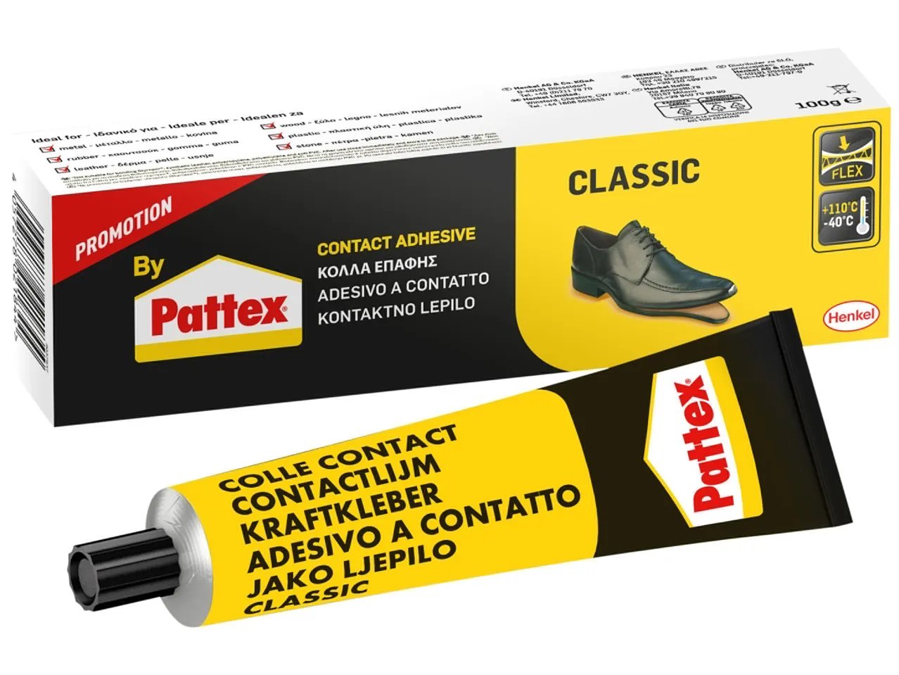 Adesivo a contatto trasparente o classico 100g o set colle, 3 pezzi