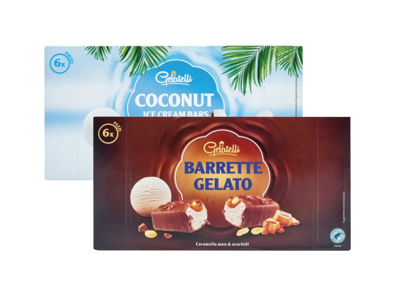 Barrette gelato al cocco o al caramello