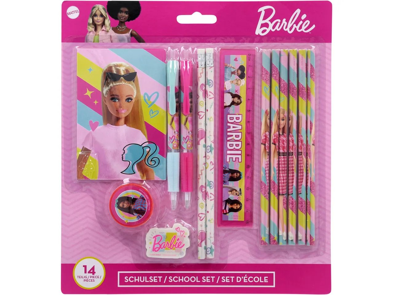 Articoli di cancelleria, 14 pezzi “Barbie, Frozen, Spiderman, Stitch, Super Mario”