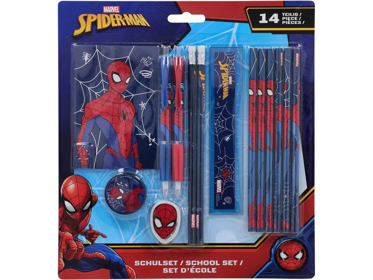 Articoli di cancelleria, 14 pezzi “Barbie, Frozen, Spiderman, Stitch, Super Mario”