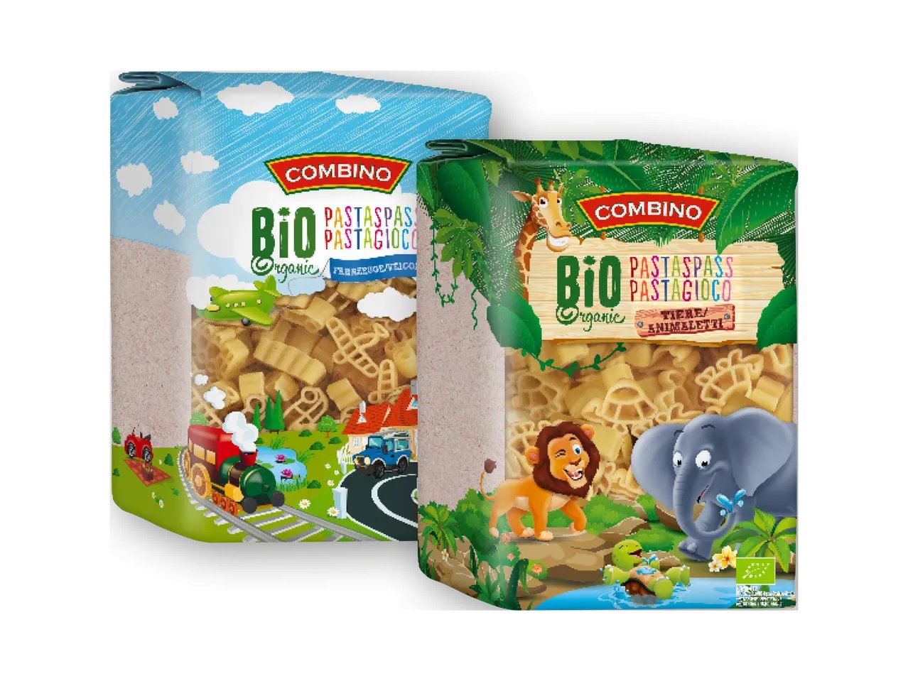 Bio Pasta a forma di animaletti o veicoli