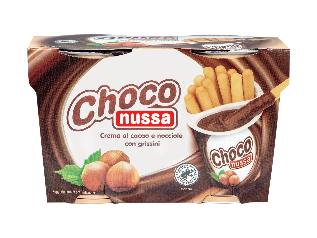 Crema al cacao e nocciole con grissini