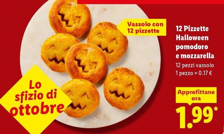 12 Pizzette Halloween Pomodoro E Mozzarella