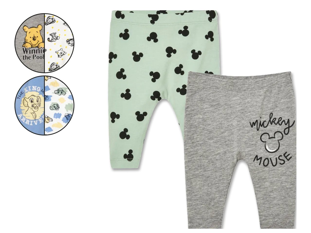 Leggings da neonati “Mickey Mouse, Il Re Leone o Winnie the Pooh”, 2 pezzi