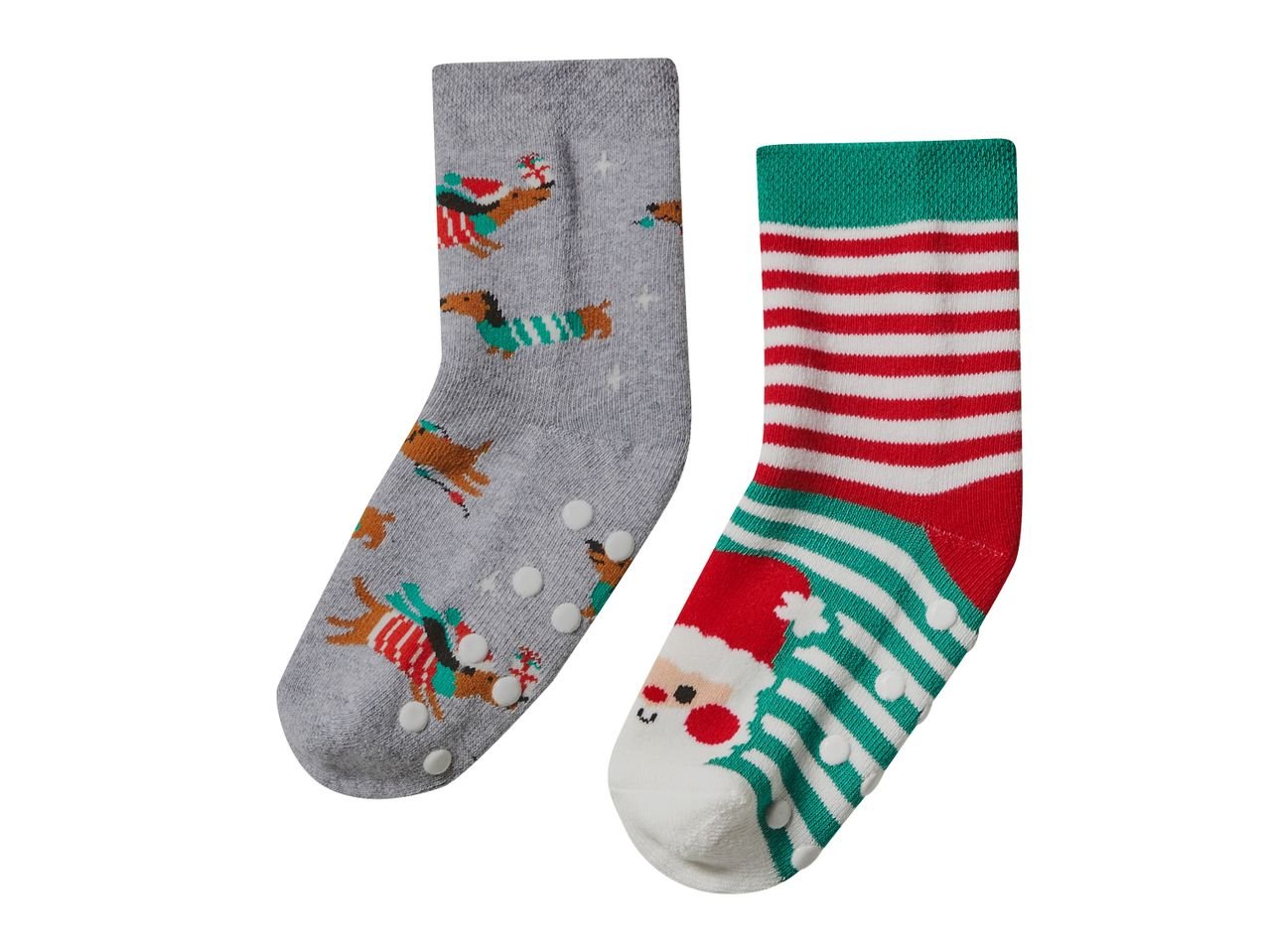 Calze termiche antiscivolo natalizie per bambini, 2 paia