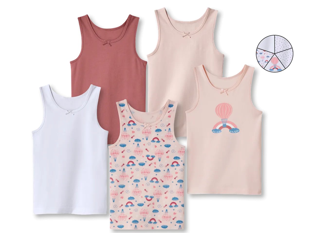 Canotta da bambina, 5 pezzi