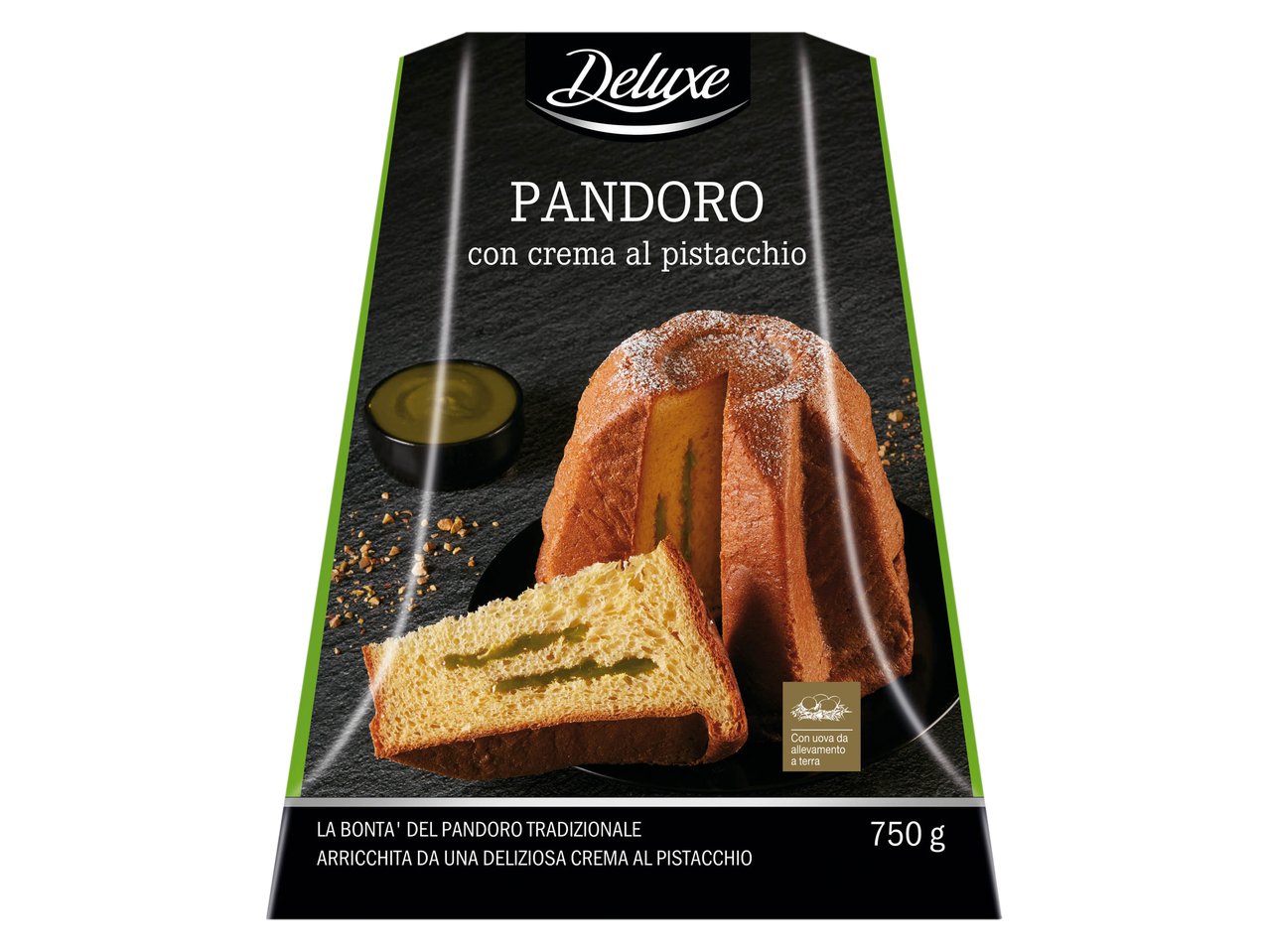 Pandoro con crema al pistacchio