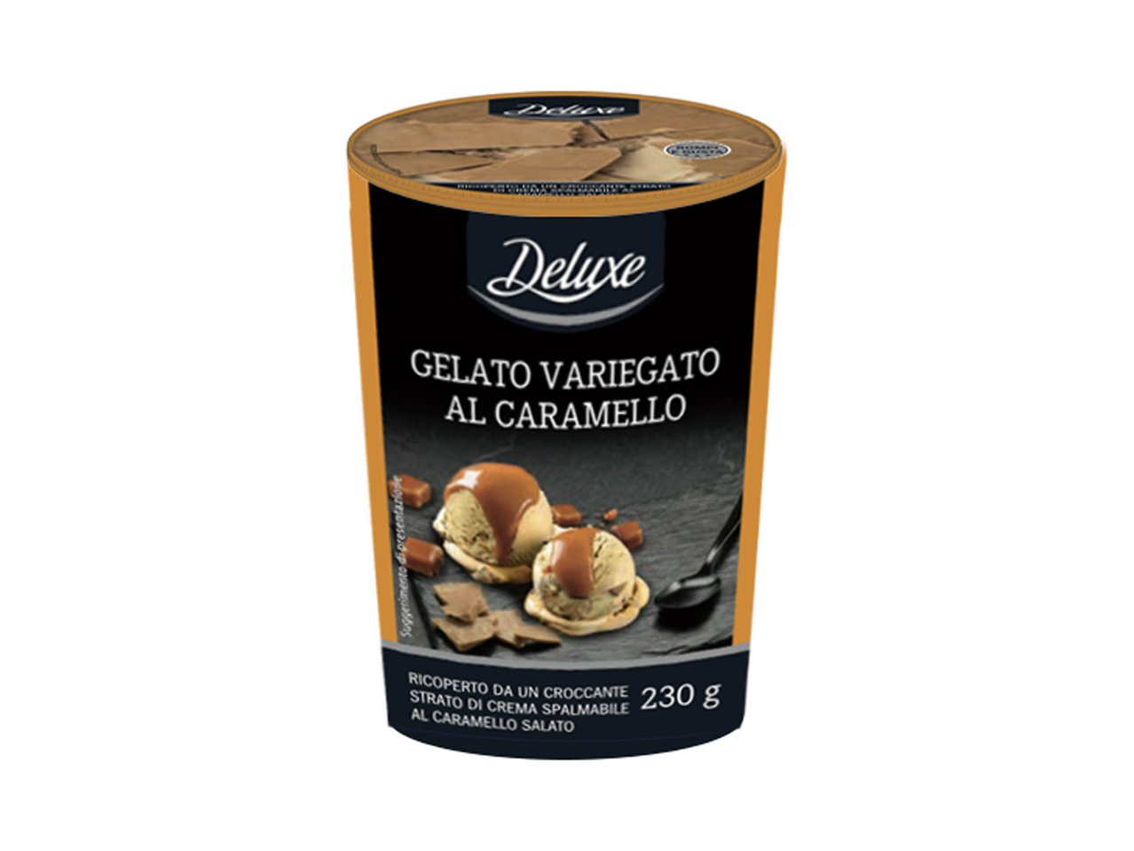 Gelato variegato al caramello salato