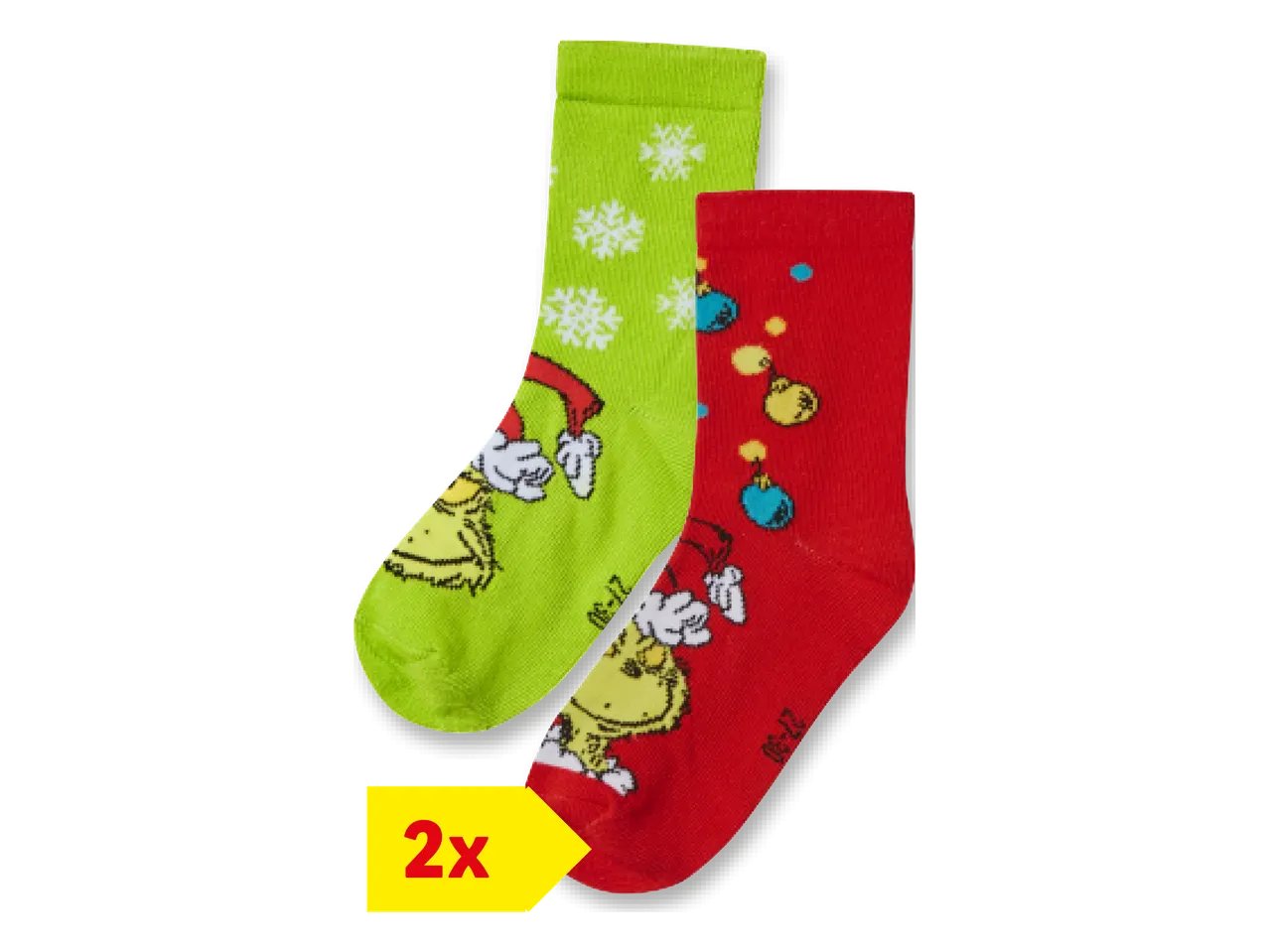 Calze da bambina, 2 paia “Grinch”