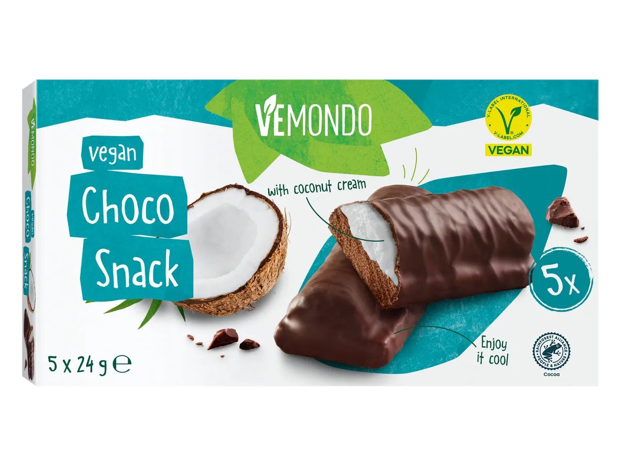 Snack vegano al cocco e cioccolato