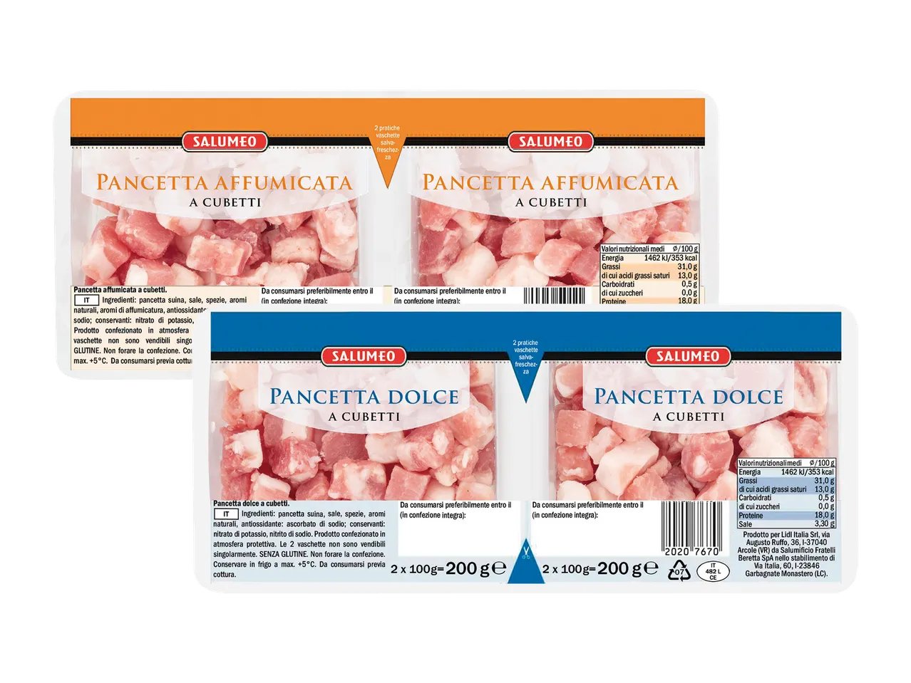 Pancetta dolce o affumicata a cubetti