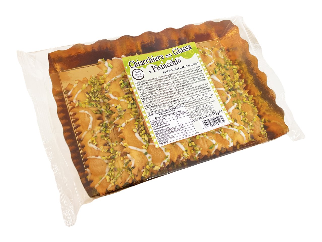 Chiacchiere con glassa al pistacchio