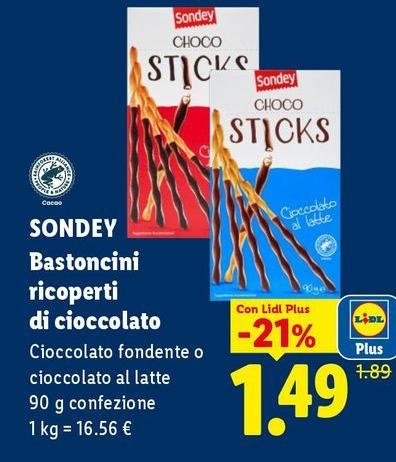 Sondey - Bastoncini Ricoperti Di Cioccolato