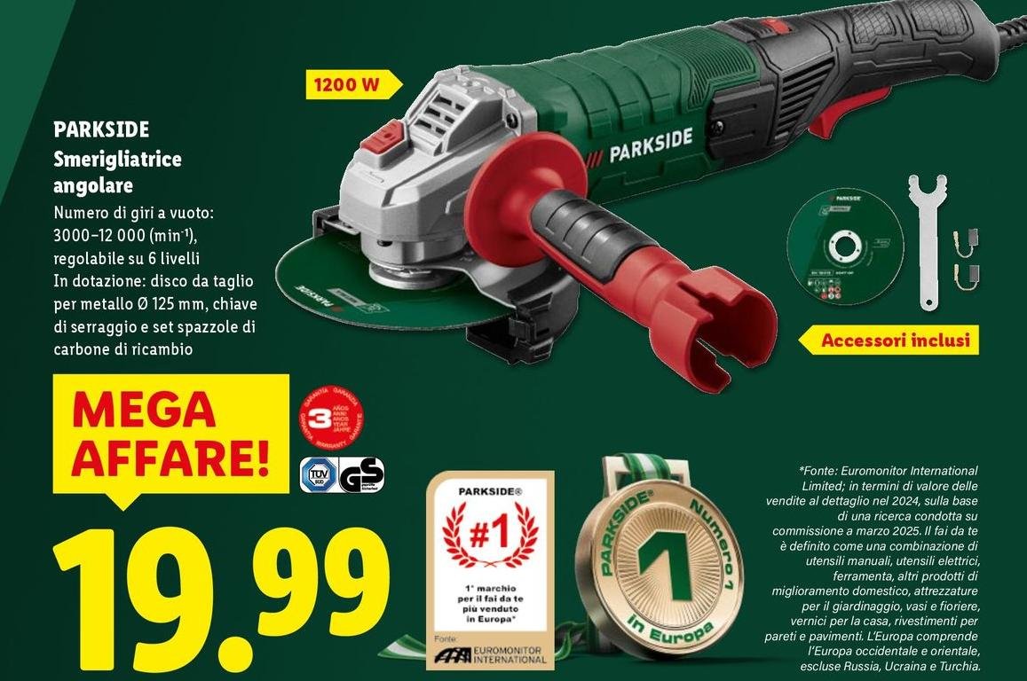 Parkside - Smerigliatrice Angolara