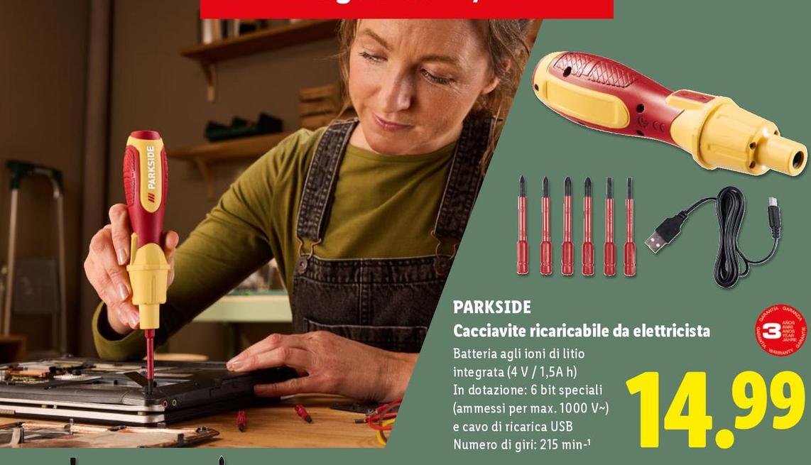 Parkside - Cacciavite Ricaricabile Da Elettricista