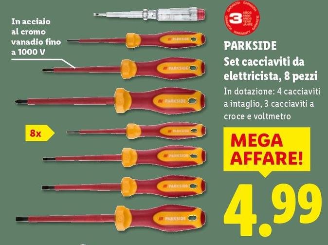 Parkside - Set Cacciaviti Da Elettricicta, 8 Pezzi
