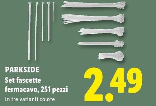 Parkside - Set Fascette Fermacavo, 251 Pezzi