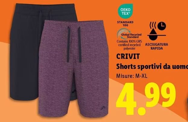 Crivit - Shorts Sportivi Da Uomo