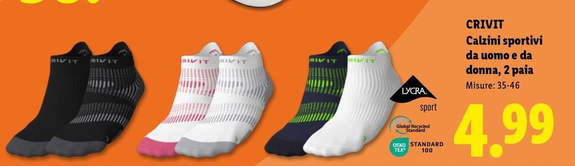 Crivit - Calzini Sportivi Da Uomo E Da Donna, 2 Paia