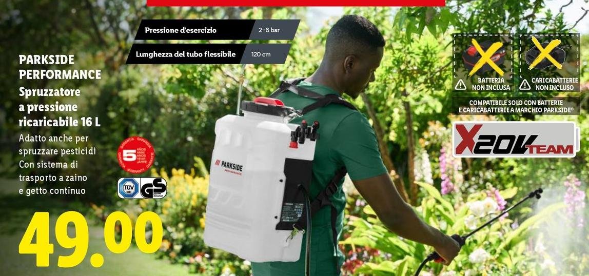 Parkside Performance - Spruzzatore A Pressione Ricaricabile 16