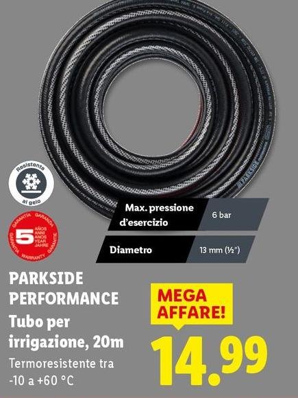 Parkside Performance - Tubo Per Irrigazione, 20m