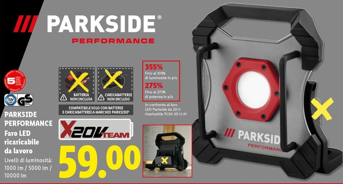 Parkside Performance - Faro Led Ricaricabile Da Lavoro