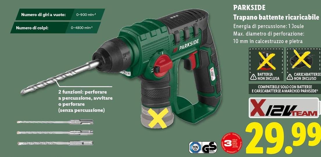 Parkside - Trapano Battente Ricaricabile