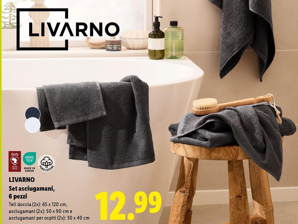 Livarno - Set Asciugamani, 6 Pezzi