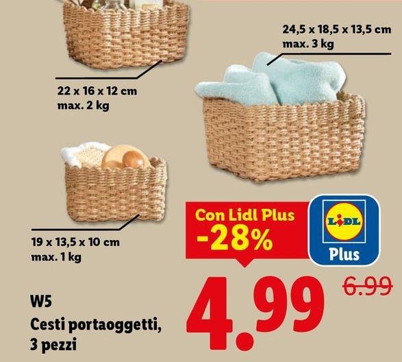W5 - Cesti Portaoggetti, 3 Pezzi