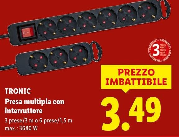 Tronic - Presa Multipla Con Interruttore