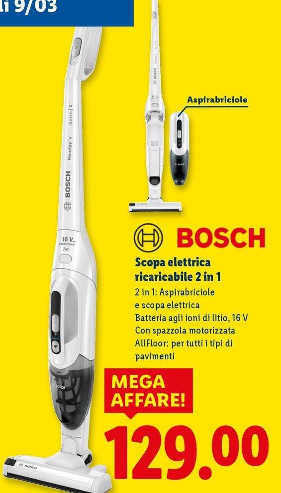 Bosch - Scopa Elettrica Ricaricabile 2 In 1
